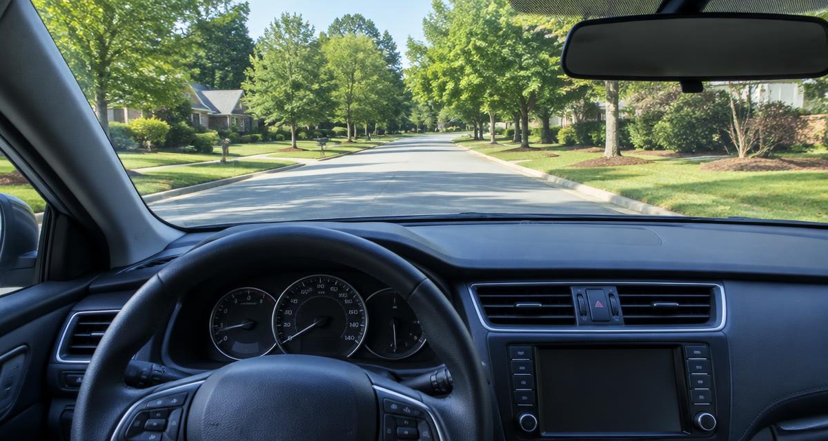 A driver’s view of a quiet North Carolina neighborhood road